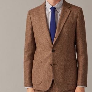 BNWT $348 J.Crew Ludlow suit jacket English tweed blazer 36S Brown Herringbone